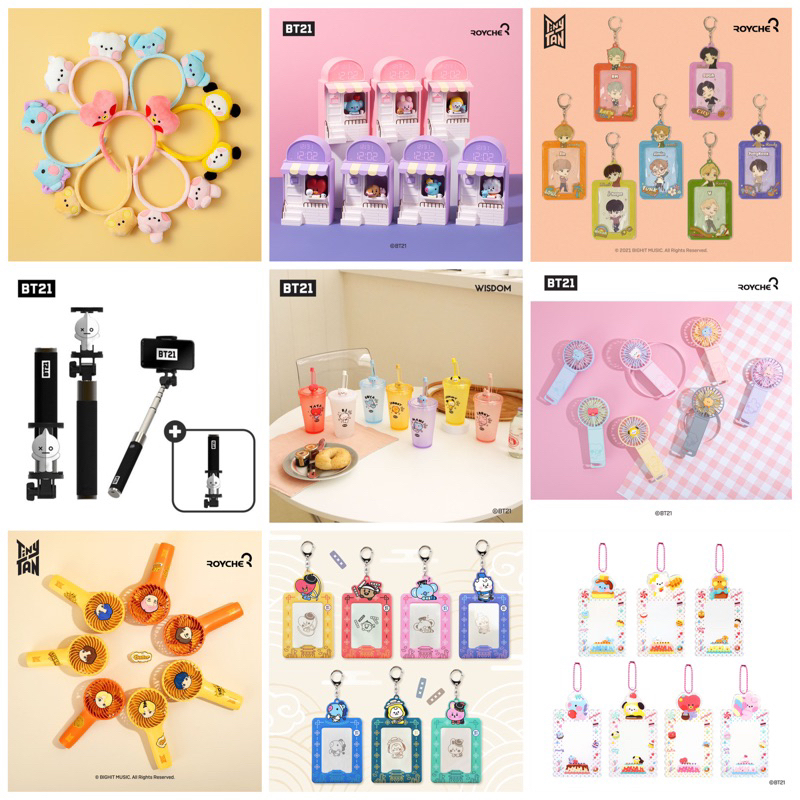Bts Tinytan Bt21 Official Sales Minini Hairband Cafe Model Led Desk Lamp Photocard Pc Holder Handyfan Bluetooth Selfie Stick Tumbler Figure Cold Cup Baby Butter Flower Doll Bando