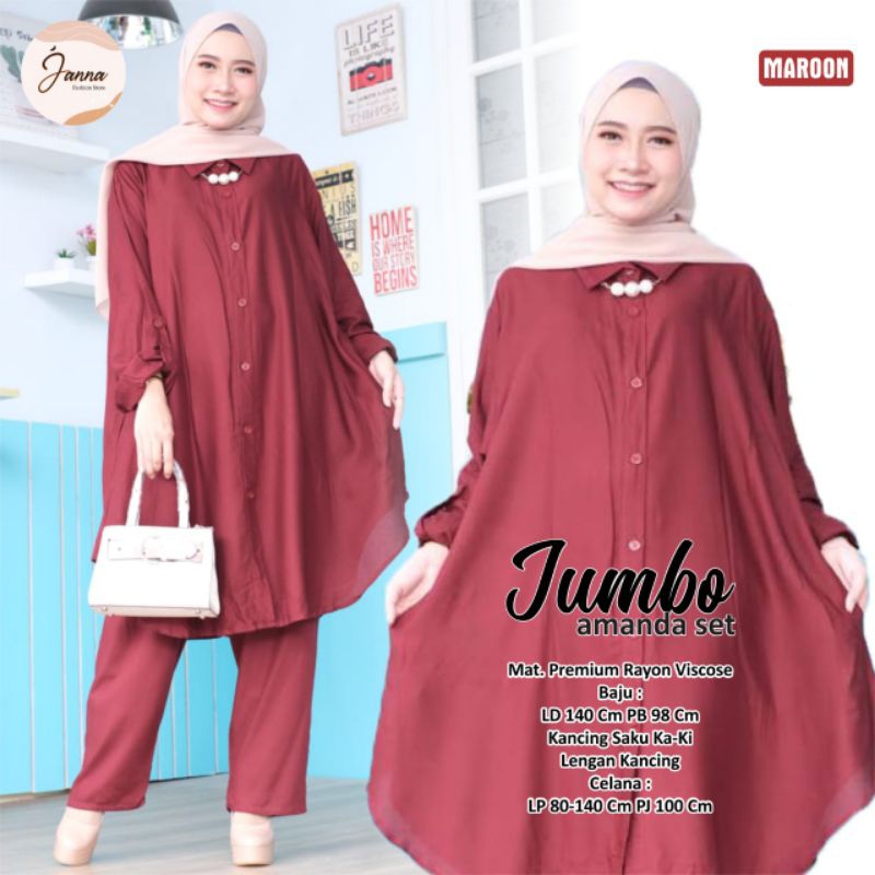 AMANDA JUMBO SET LD 140 cm SETELAN BAJU WANITA BY JANNA