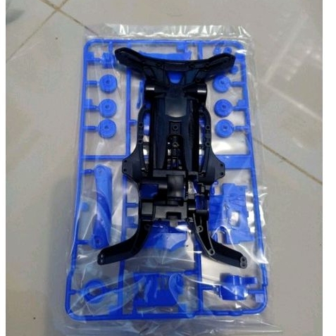 Tamiya Ar Chassis / Casis Chassis Ar Set black + Gearbox biru