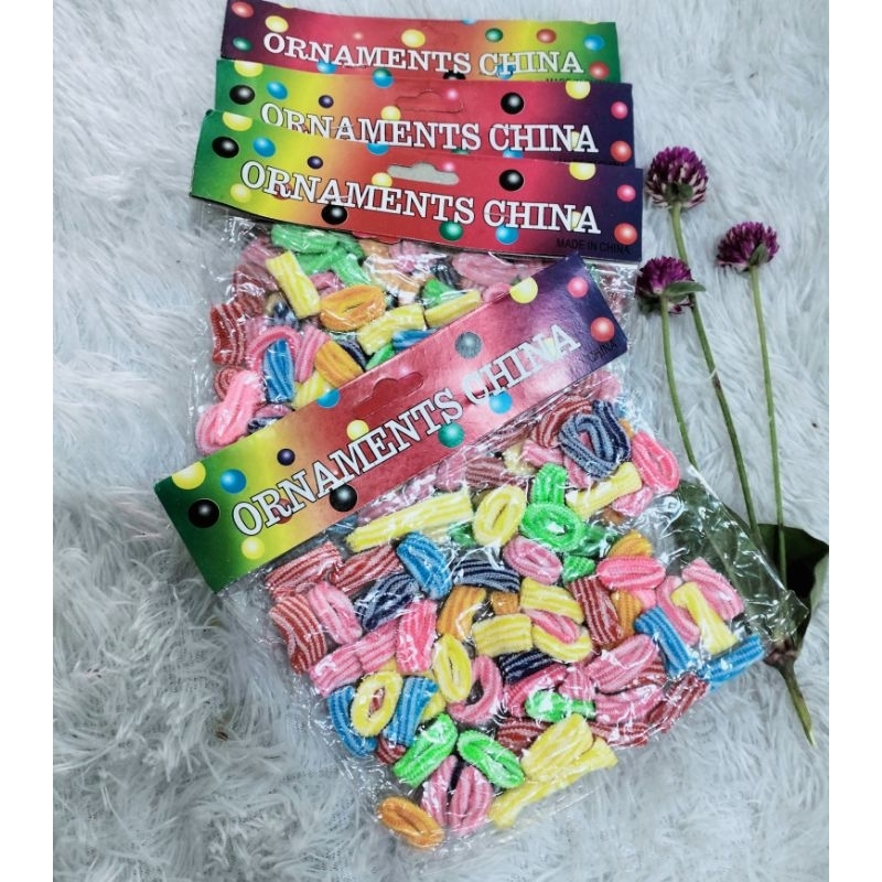 Ikat rambut Ornamen / kuncir salur donat kecil 1 pack isi banyak