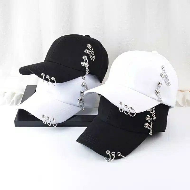 Topi anting cincin rante / topi baseball kpop / topi baseball  / topi cewe/pria(COD)