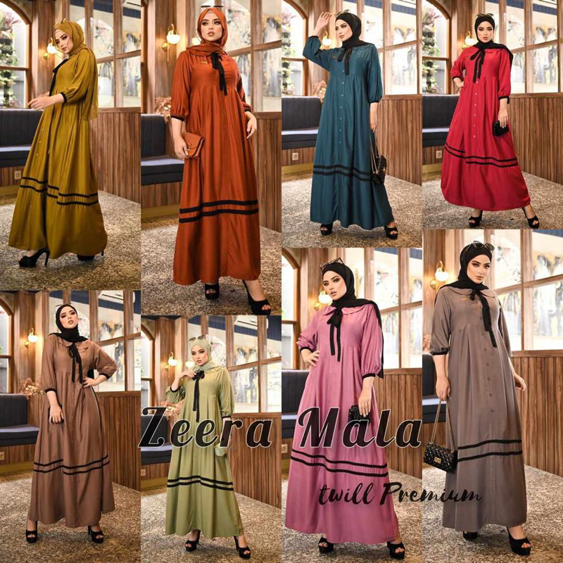 Daster Arab Zeera MALA Midi Dress Busui Twill Premium Ori