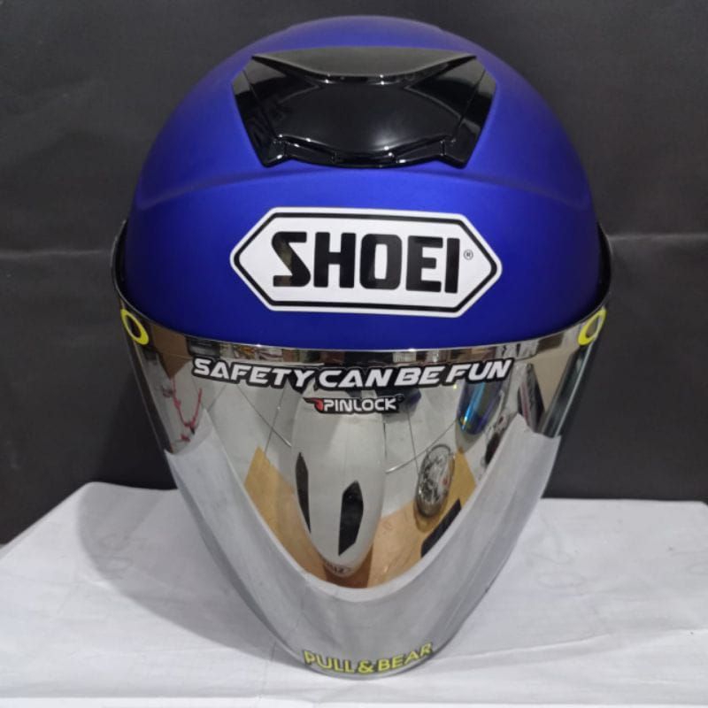 HELM KYT KYOTO DYR FLAT BLUE PAKET GANTENG SHOEI