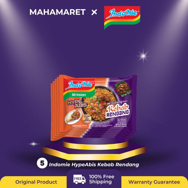 

5 Bungkus - Indomie HypeAbis Mi Goreng rasa Kebab Rendang | Mahamaret.