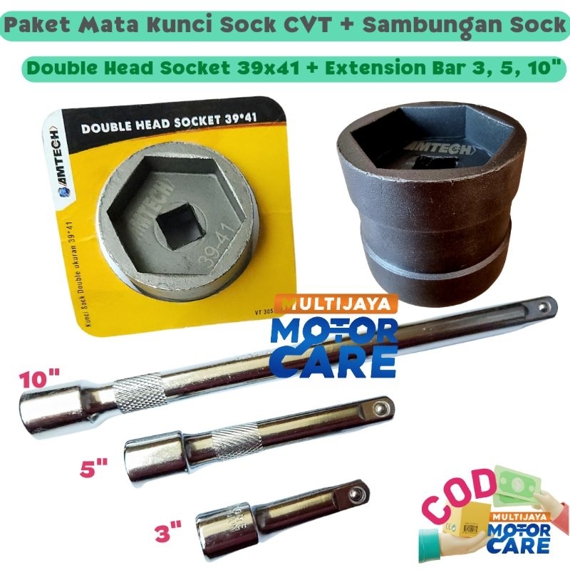 AMTECH Double Head Socket 39 x 41 Mata Sok Blok CVT  39x41 mm / Kunci Shock Sock CVT 1/2&quot; Socket CVT