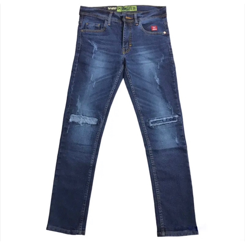 Celana Jeans panjang Pria Sobek Lutut strech Ripped