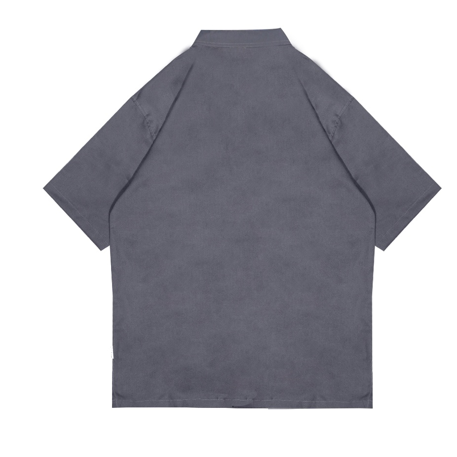 Predecessors Taf  Kemeja Pria Basic Polos Lengan Pendek Kerah Sanghai Chashirt#4 Grey