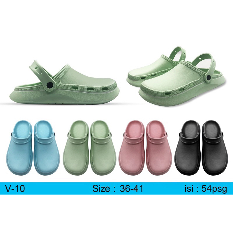 V10 Sandal Kodok Model Baim Wanita Pastel Macaroon Anti Air Nyaman/Sandal Polos Perawat DK