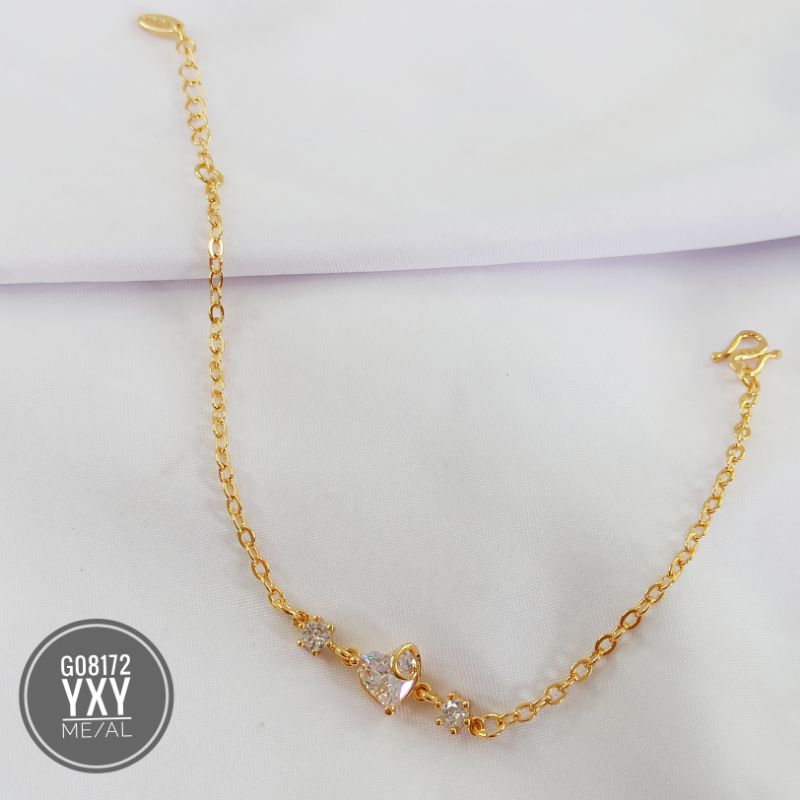 Gelang yaxiya rantai love permata zircon gold G08172