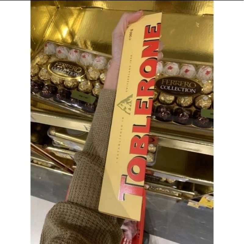 

Toblerone Chocolate Bar Jumbo 360g Original 100g (Dark, Milk, Crunchy Almond, Raisins Fruit & Nut, White) Cokelat