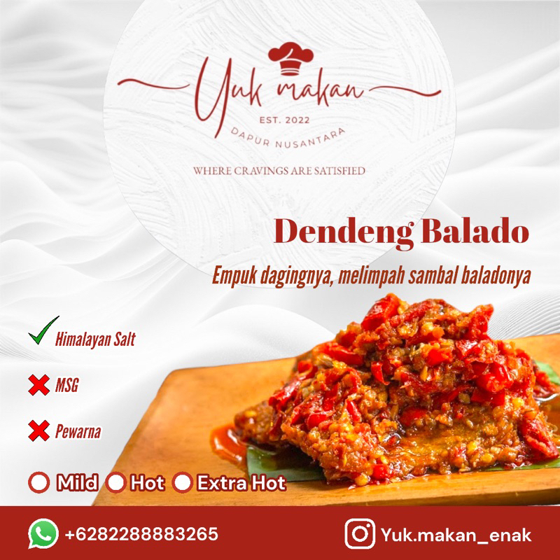 

Dengdeng Balado Premium; No MSG, preservatives, & food coloring; Use Himalayan Salt