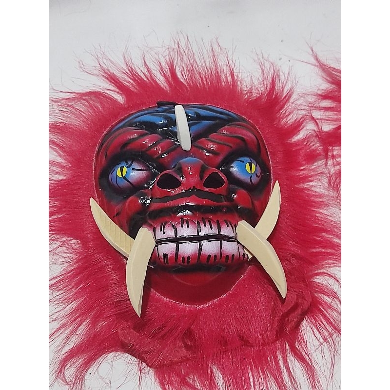 mainan anak topeng barong gedruk spon merah