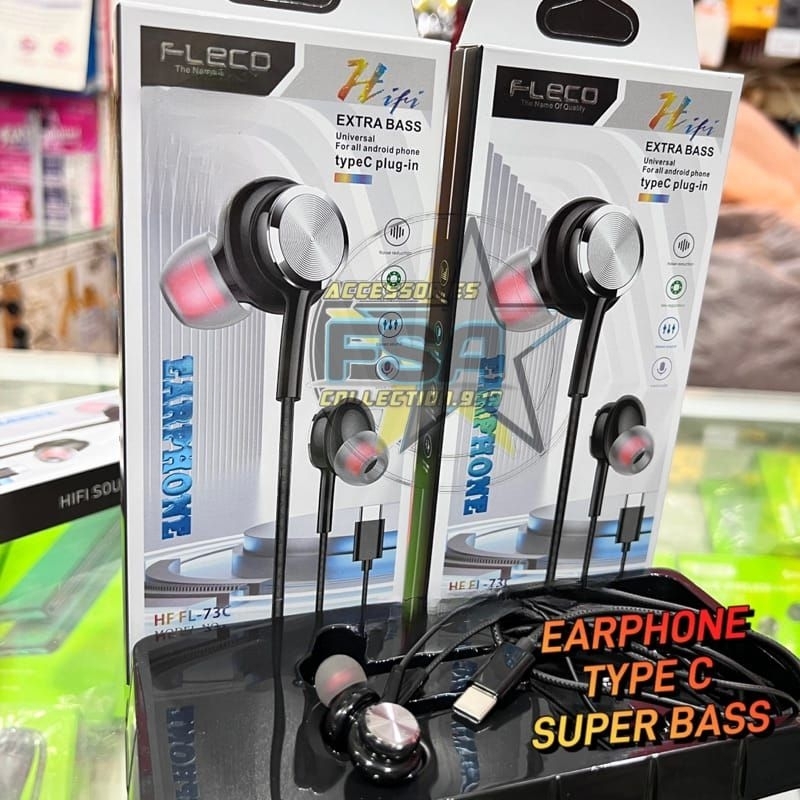 Earphone/Headset FLECO FL-73C Type C Hifi Sound Extra Bass Stereo Headset/Handsfree Jack Audio Usb Type C Plug in For A33 A53 M52 A73 S10 S20 S21 Note 10 20 Handsfree Extraa Bass Stereo