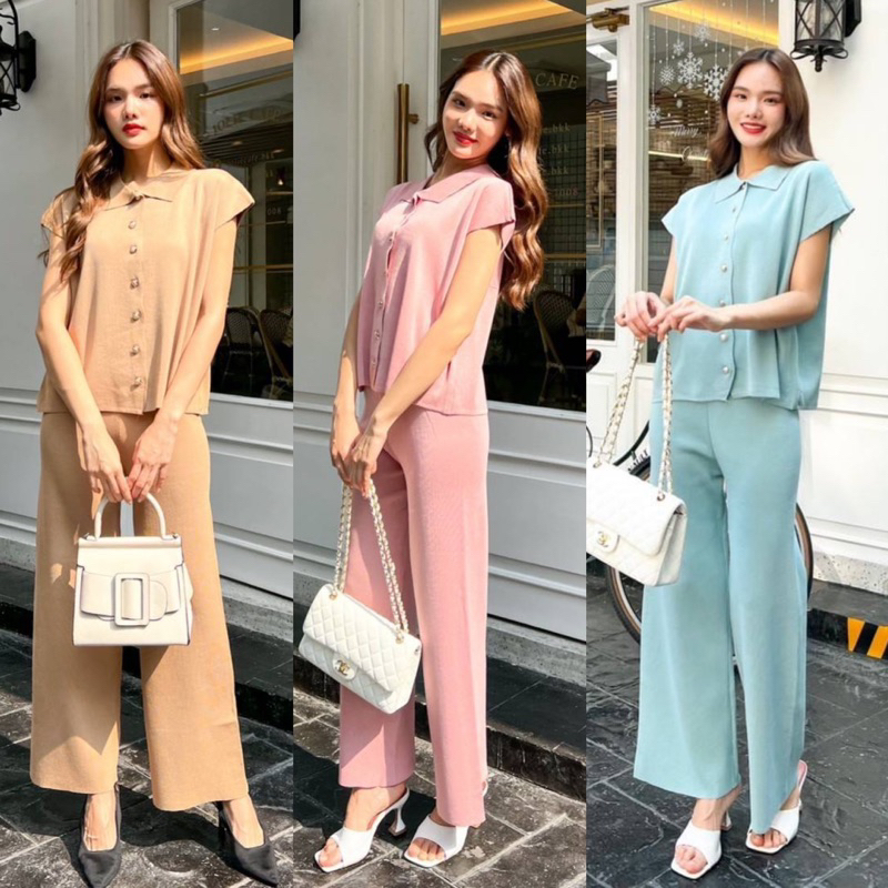 CESA - ST021 (SET) SETELAN CELANA KNIT RAJUT WANITA IMPORT BKK COZY BRAND