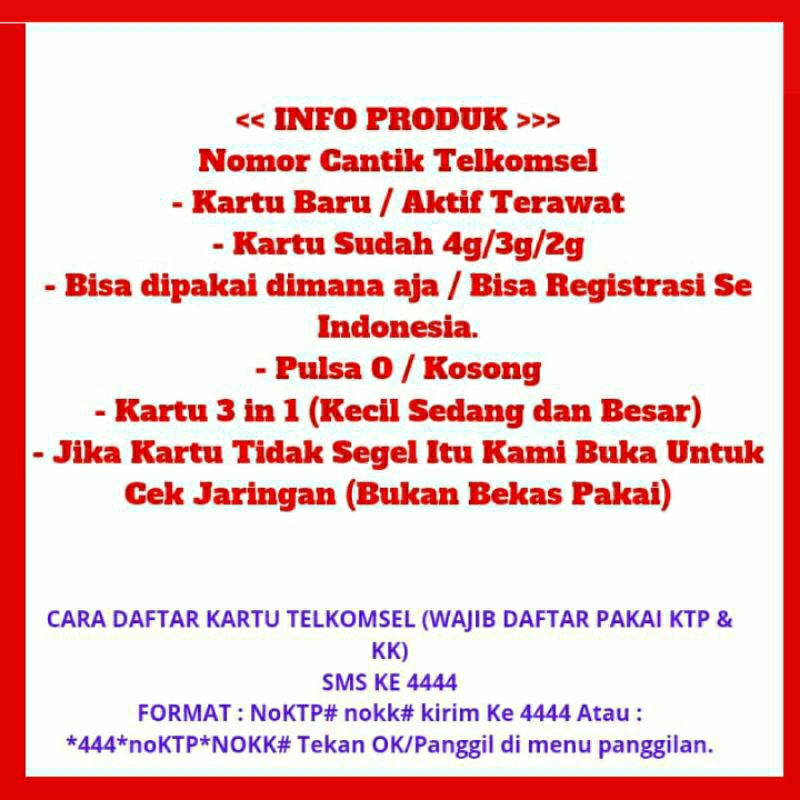 Nomer Cantik Simpati Prabayar 4g