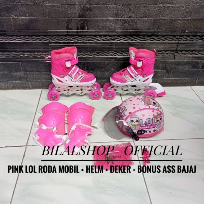 SEPATU RODA ANAK DAN DEWASA FULLSET HELM DEKER MODEL MOBIL BAJAJ DAN SEJAJAR BONUS ASS BAJAJ