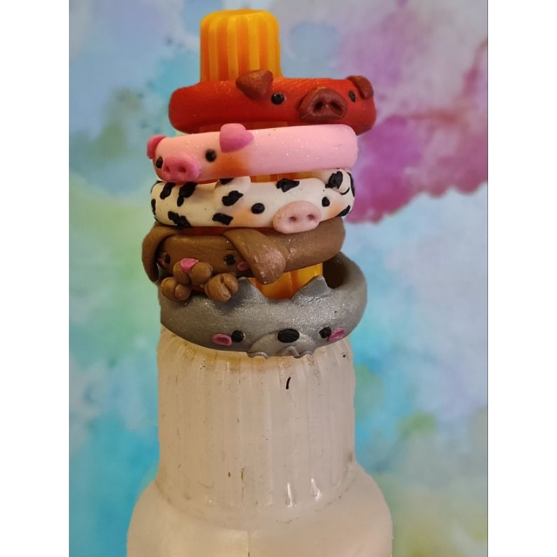 cincin karakter handmade clay custom kado unik pollymer animal ring beecraft