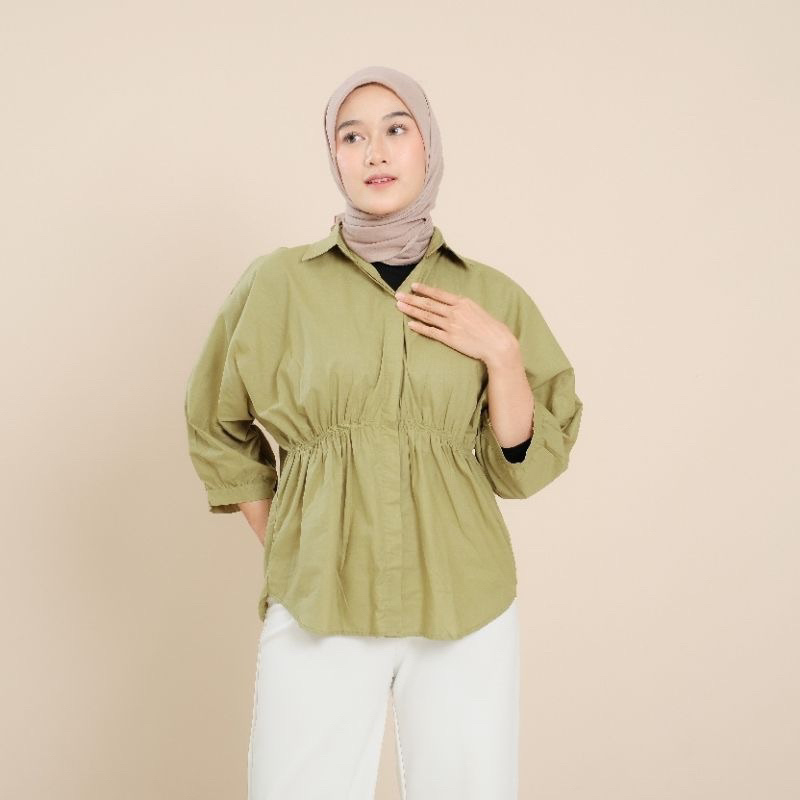 Alya Shirt - Atasan Wanita - Kemeja wanita Kerut Depan