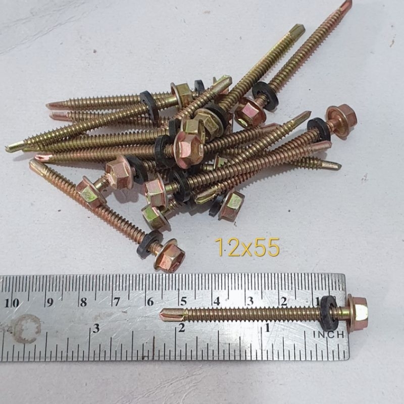 (10pcs) skrup roofing 12x60 baut taso baja ringan , baut atap , sekrup