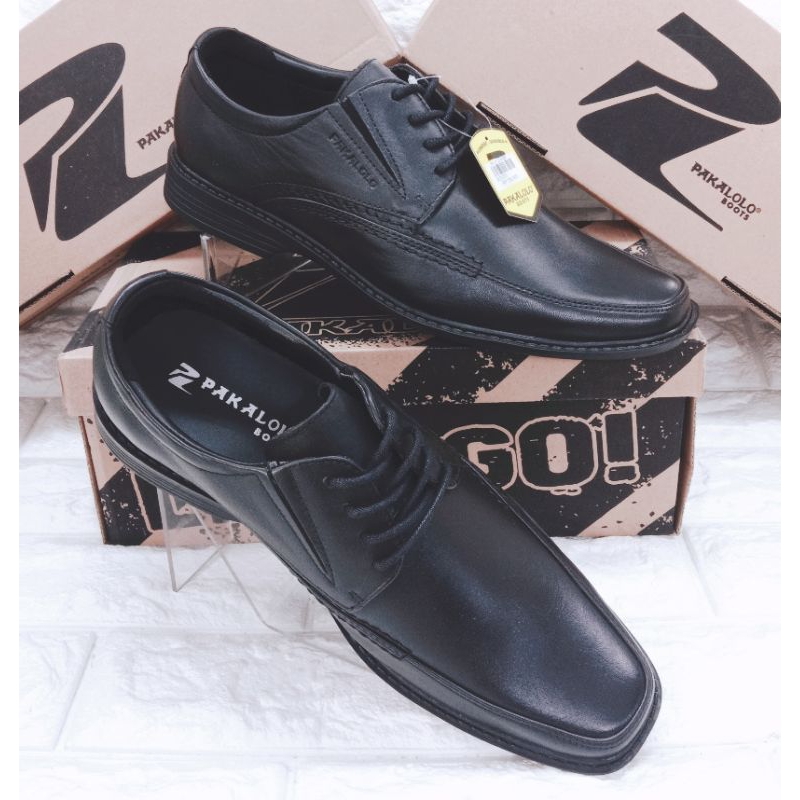 Sepatu kulit pantofel pria PAKALOLO 0331 Hitam Original
