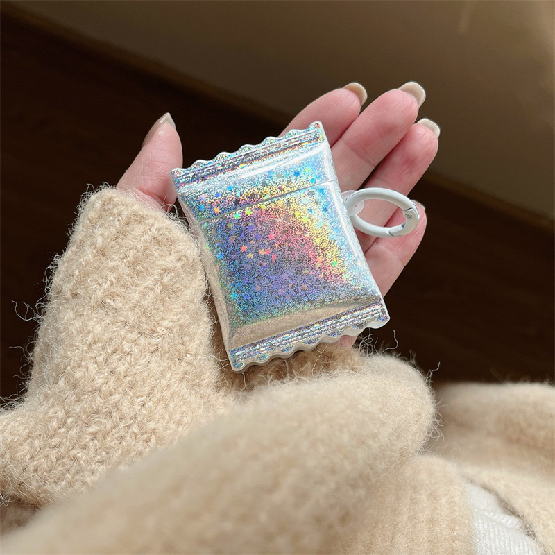 Shimmer Hologram Silver Glitter Softcase for Airpods 1 2 Pro 3 Case Airpods Inpods TWS Lucu