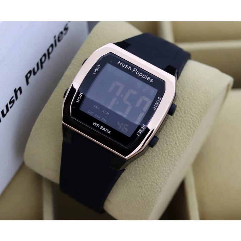 (Terima Cod)Jam Tangan Wanita Hushpuppies Sergi Digital New Anti Air Strap Rubber/Karet(Dikirim Jakarta)