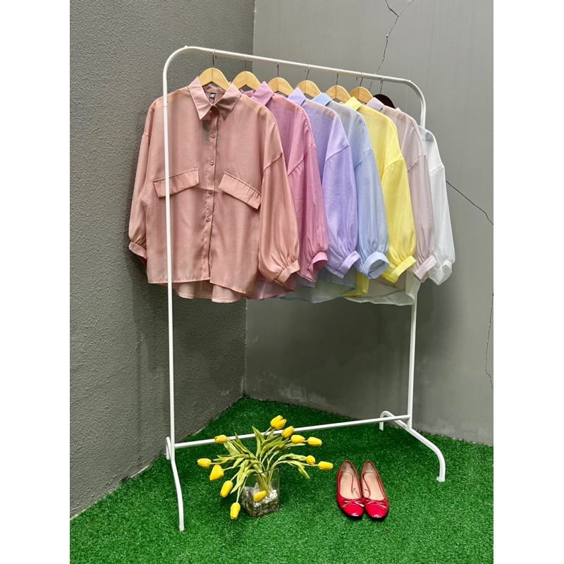 SHEER SHIRT/KEMEJA ORGANZA/KEMEJA BANGKOK/KEMEJA SHEER/KEMEJA NAGITA/KEMEJA KOREA/KEMEJA OVERISZED