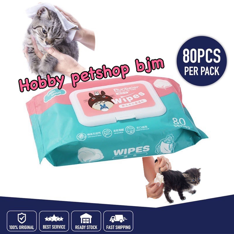 Runbeier Tissue basah kucing anjing - pet wipes cat dog tisue tisue lap bulu kotor