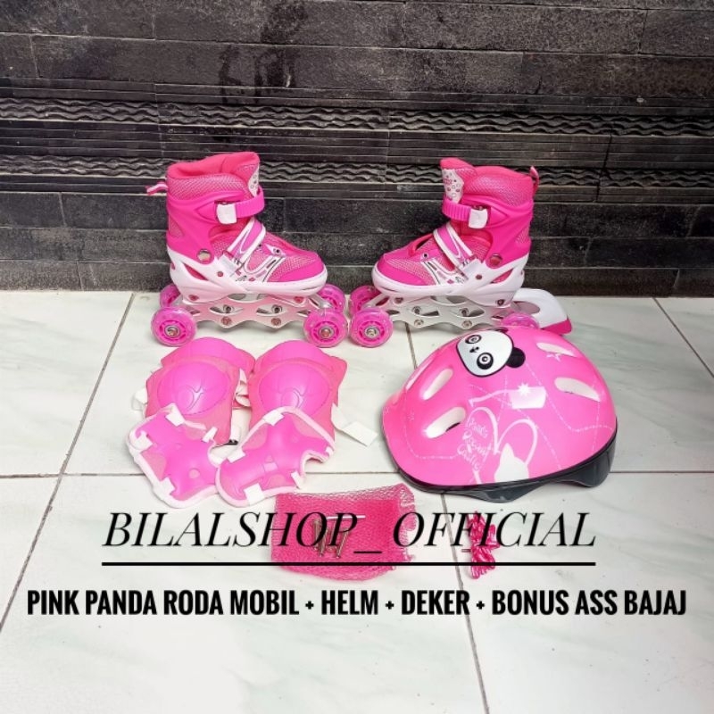 SEPATU RODA ANAK FULLSET HELM DEKER MODEL BAJAJ DAN MOBIL BONUS BAUT BAJAJ