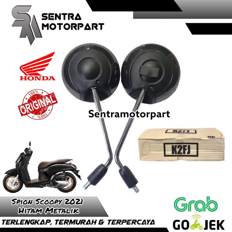Kaca spion scoopy fi injeksi 2017 2021 hitam metalik original