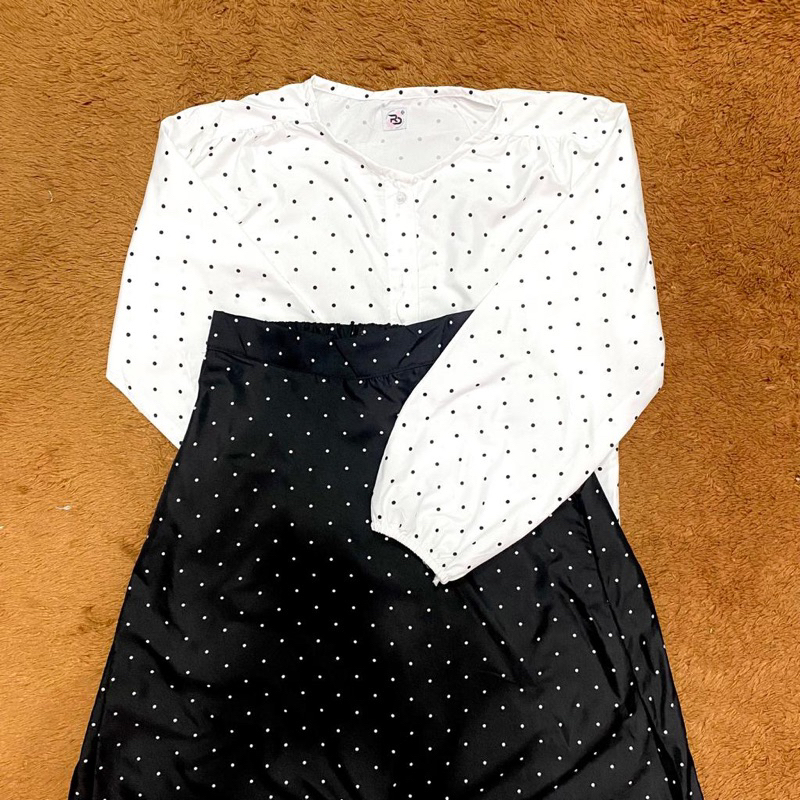 RD FASHION SETELAN POLKA BLOUSE + ROK