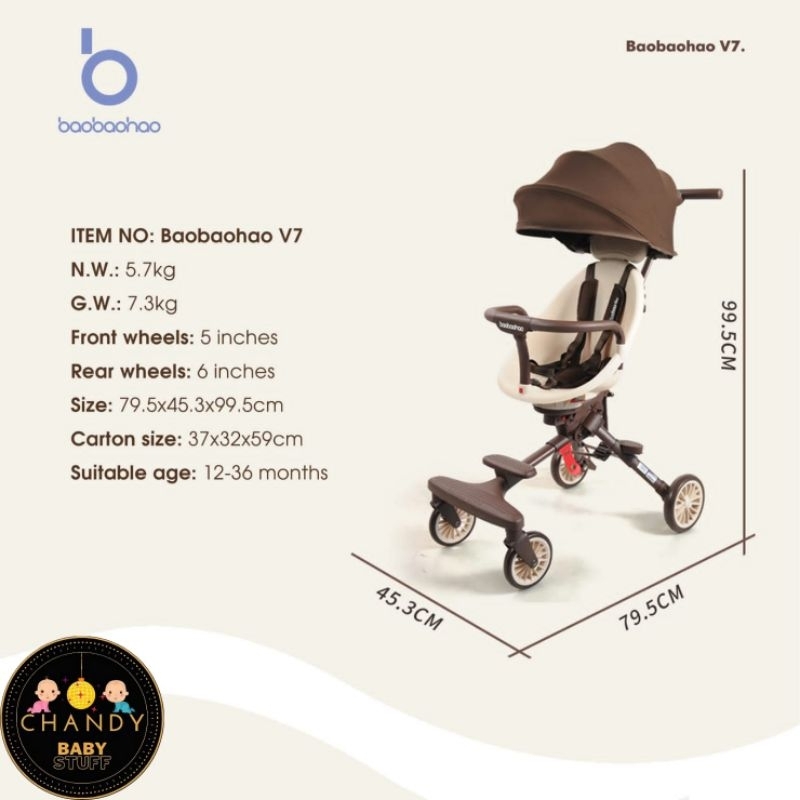 BAOBAOHAO MAGIC STROLLER BABY V7 BISA BERPUTAR 360°