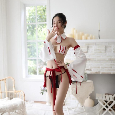 LI-35 miko cosplay kimono japan lingerie baju tradisional kuil