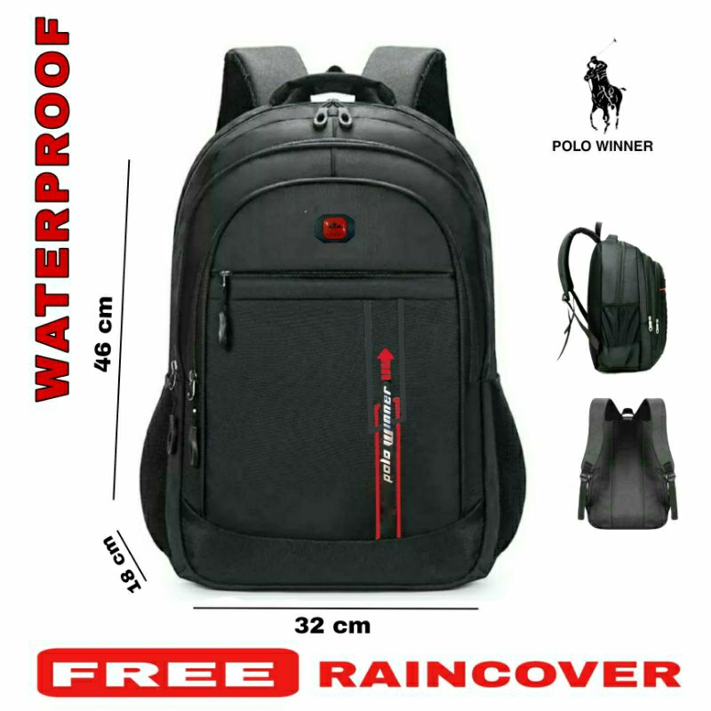 Tas Ransel Laptop Pria Tas Sekolah Smp Sma Tas Gendong Tas Punggung Polo Winner 1265