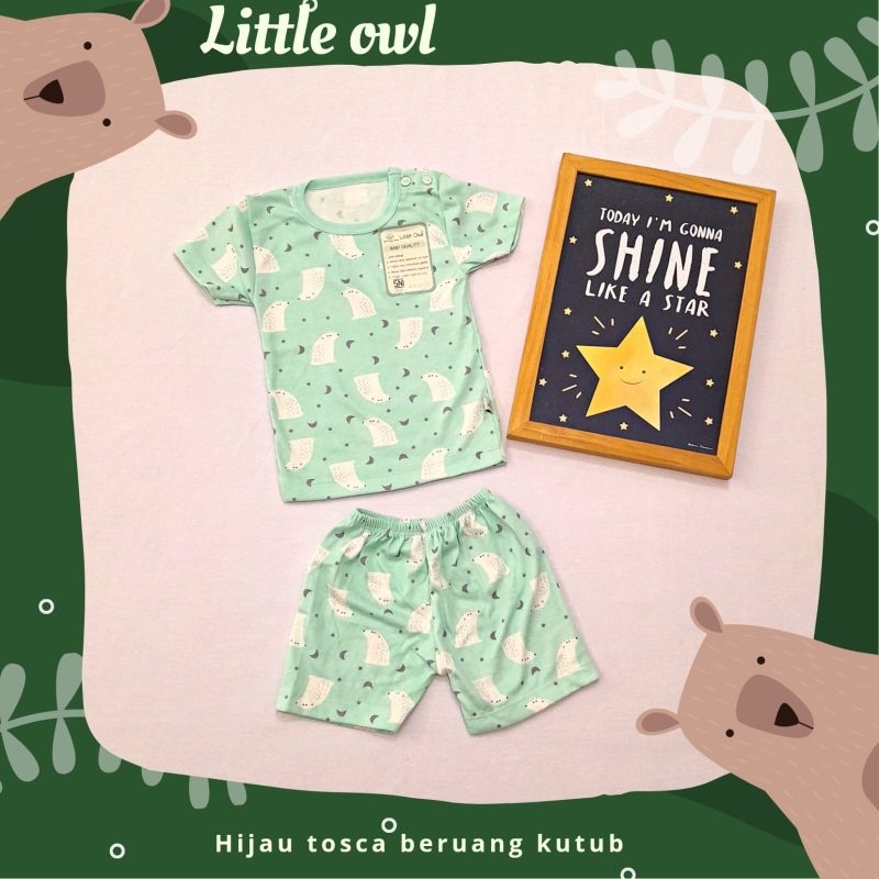 Baju Anak setelan pendek celana pendek piyama tidur bayi motif by Little Owl