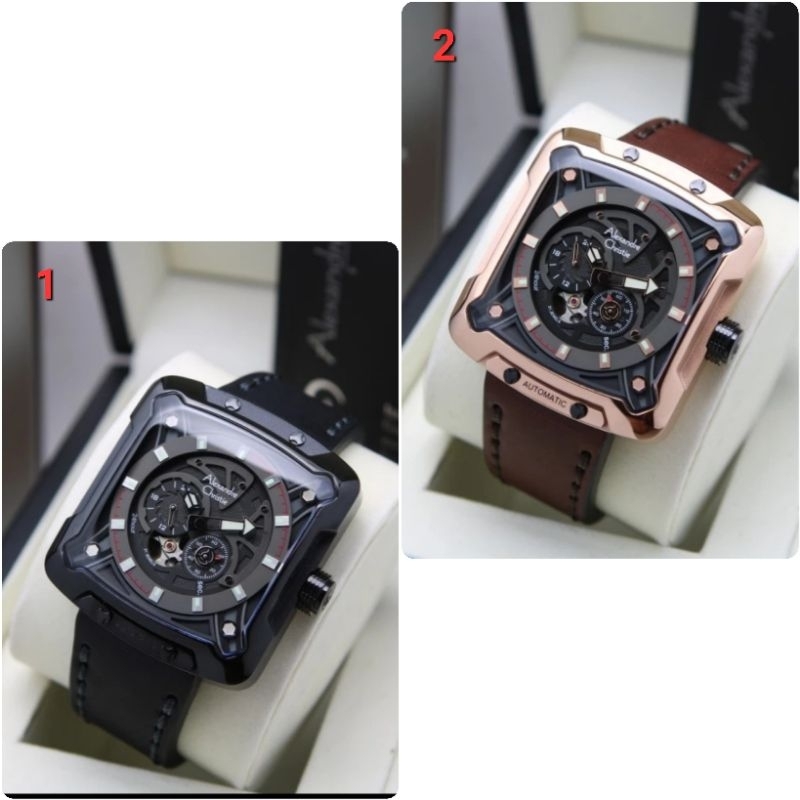 ORIGINAL GARANSI RESMI 1 TAHUN JAM TANGAN PRIA ALEXANDRE CHRISTIE AUTOMATIC KULIT STRAP ARLOJI WATCH