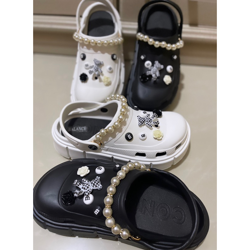 GJAZ BAE CLOG FLATFOM WANITA TINGGI 6CM IMPORT JIBBITZ PEARL