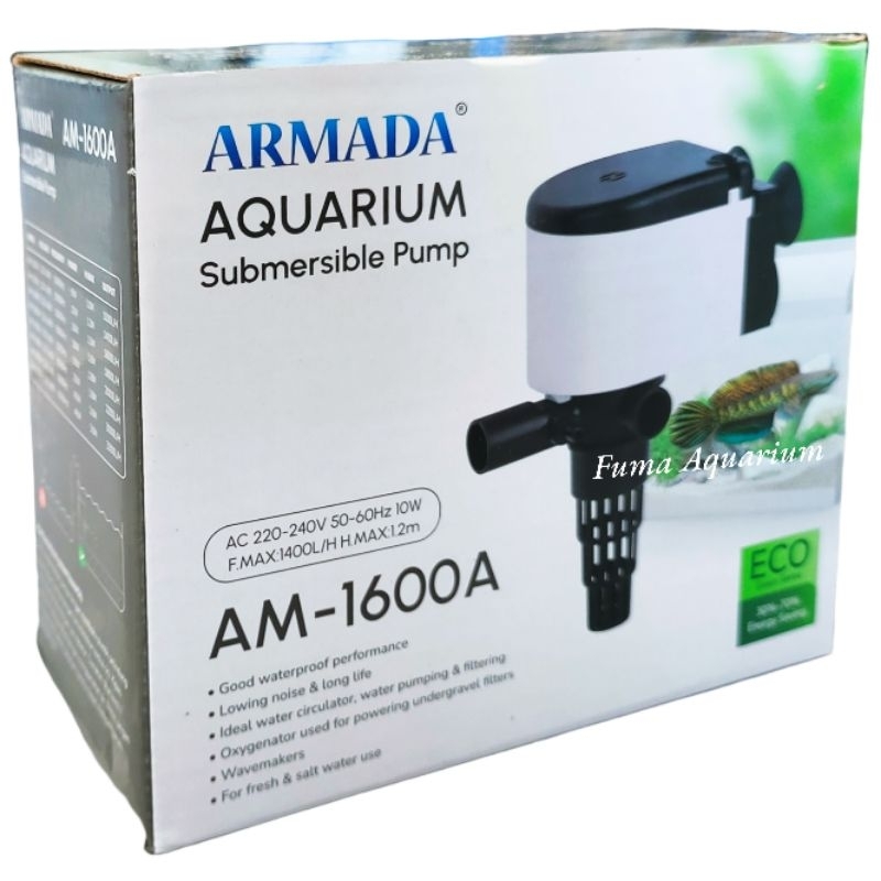 Pompa Power Head ARMADA 1600 A AM-1600A pompa celup Filter Aquarium Aquascape Hidroponik Low Watt Submersible Pump