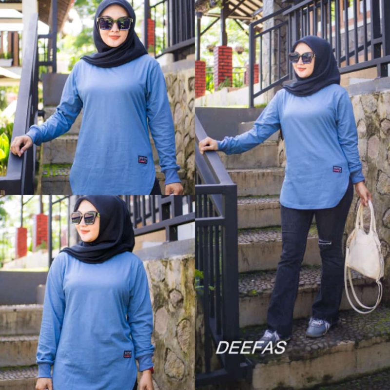 OVAL 06√ JUMBO ATASAN WANITA MODEL OVAL LENGAN PANJANG PAKAI RIB BAHAN KATUN KOMBET 20S