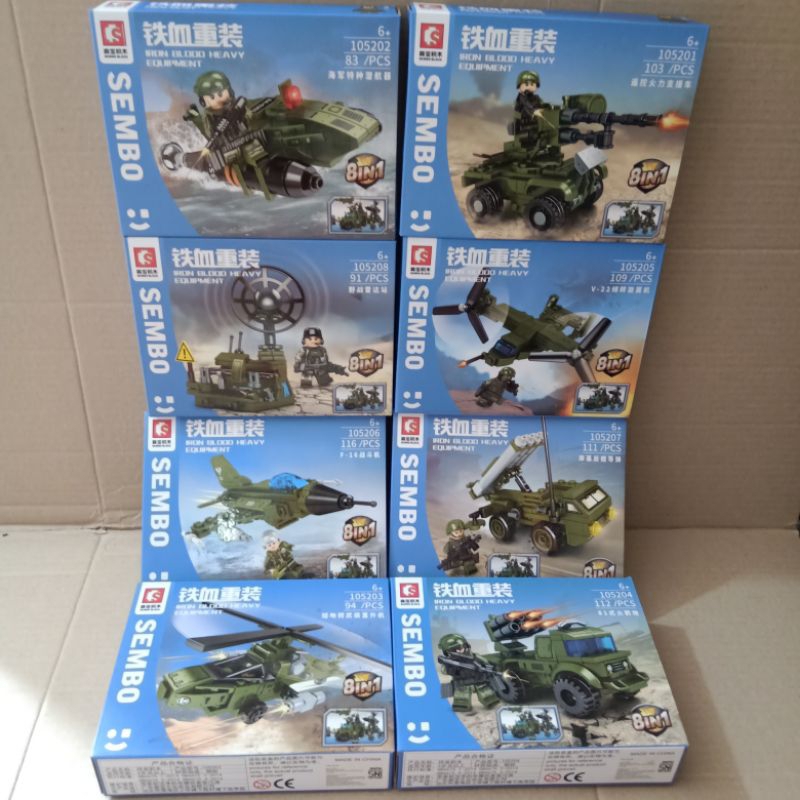 Mainan Bricks Sembo Block Mobil Tank Army 8 In 1