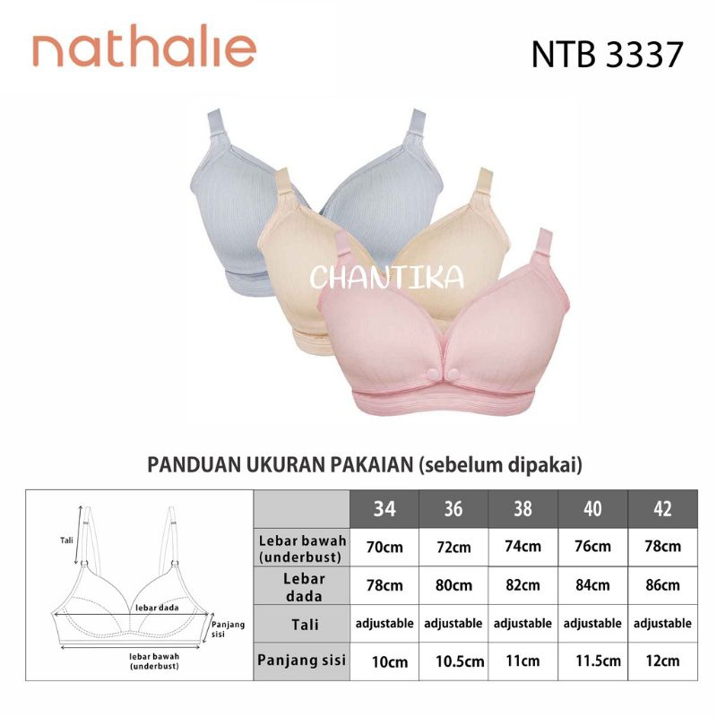 Nathalie Bra Menyusui KATUN NTB 3337 Busa Sedang Tanpa Kawat Maternity Bra