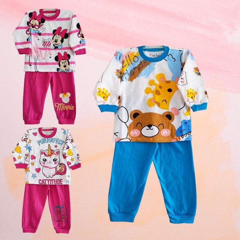 BAJU TIDUR ANAK PEREMPUAN LAKI LAKI PIYAMA ANAK LENGAN PANJANG Umur 1 sd 5 tahun