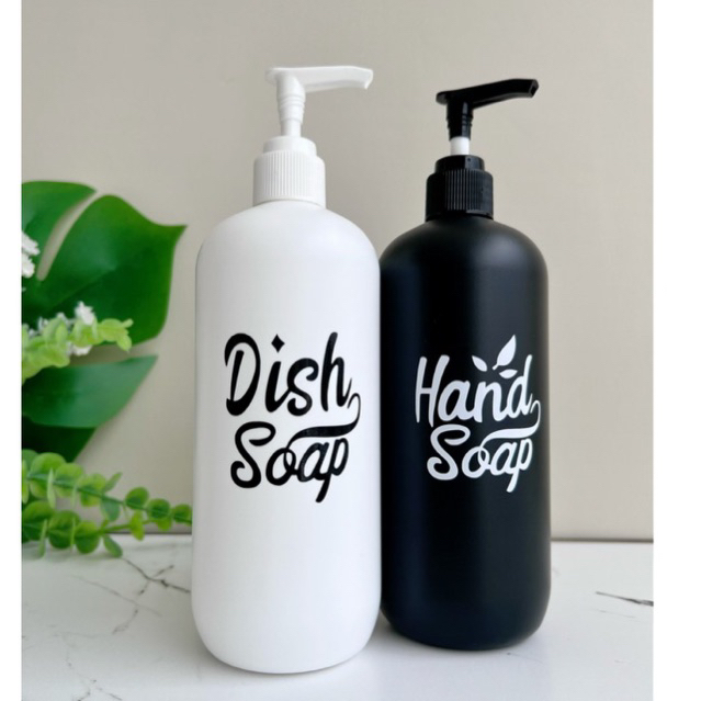 botol N24 doff HITAM PUTIH 500ml stiker LN . aesthetic bottle refill tempat sabun cair pump dish soap hand soap wadah detergent liquid estetik aestetik
