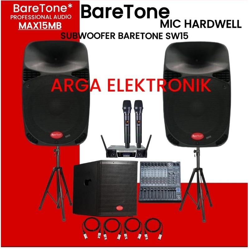 paket soundsystem speaker baretone aktif max15mb subwoofer baretone sw15 original