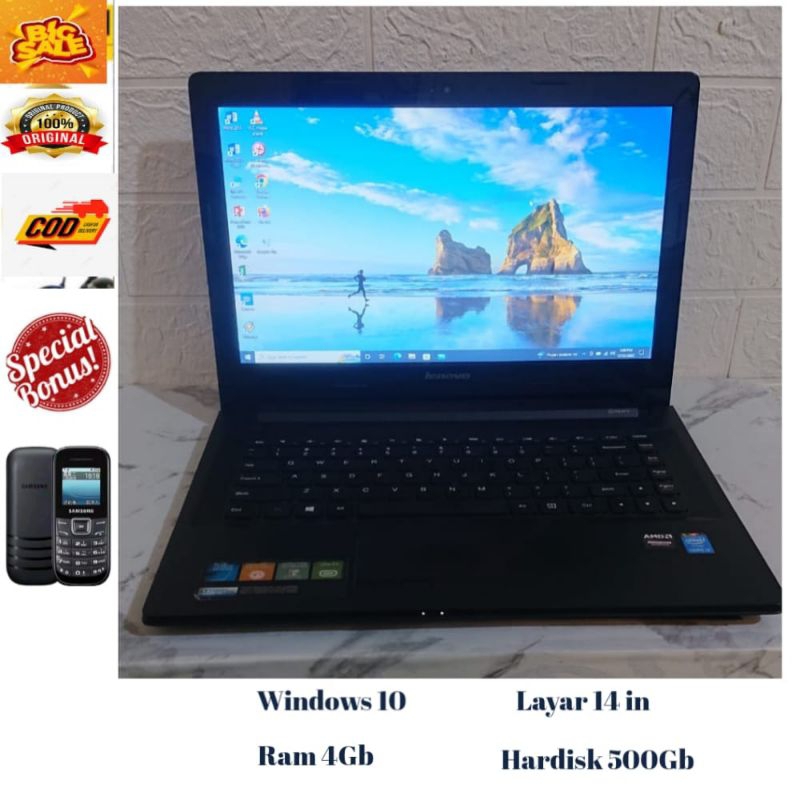 LAPTOP MURAH | LENOVO G40-70 | GAMING DAN DESAIN | RAM 4/500Gb | CORE I3 | LAYAR 14 | WINDOWS 10 | SUPER SLIM | NO MINUS SIAP PAKAI