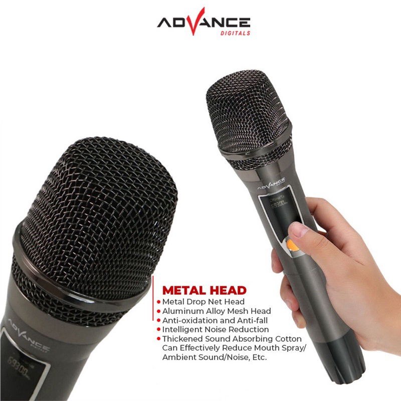 Advance MIC-104 Mic Profesional UHF Wireless Microphone Mik Tanpa Kabel - Garansi Resmi Advance