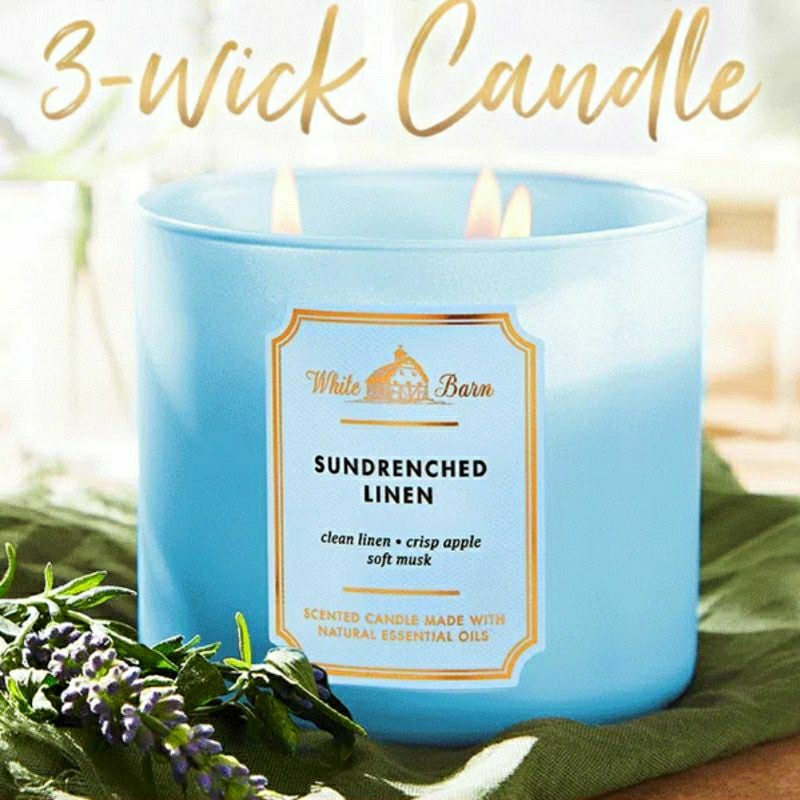 BATH AND BODY WORKS BBW SUN DRENCHED LINEN 3 WICK SCENTED CANDLE 411 G SUNDRENCHED