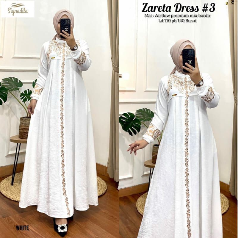 Fashion Muslim Gamis MAROKO ZARETA BORDIR Dress Maxy mewah bordiran rempel terlaris