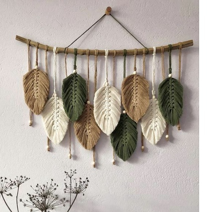 macrame wall hanging hiasan dinding dekorasi ruangan daun macramee hiasan dinding daun aesthetic dek