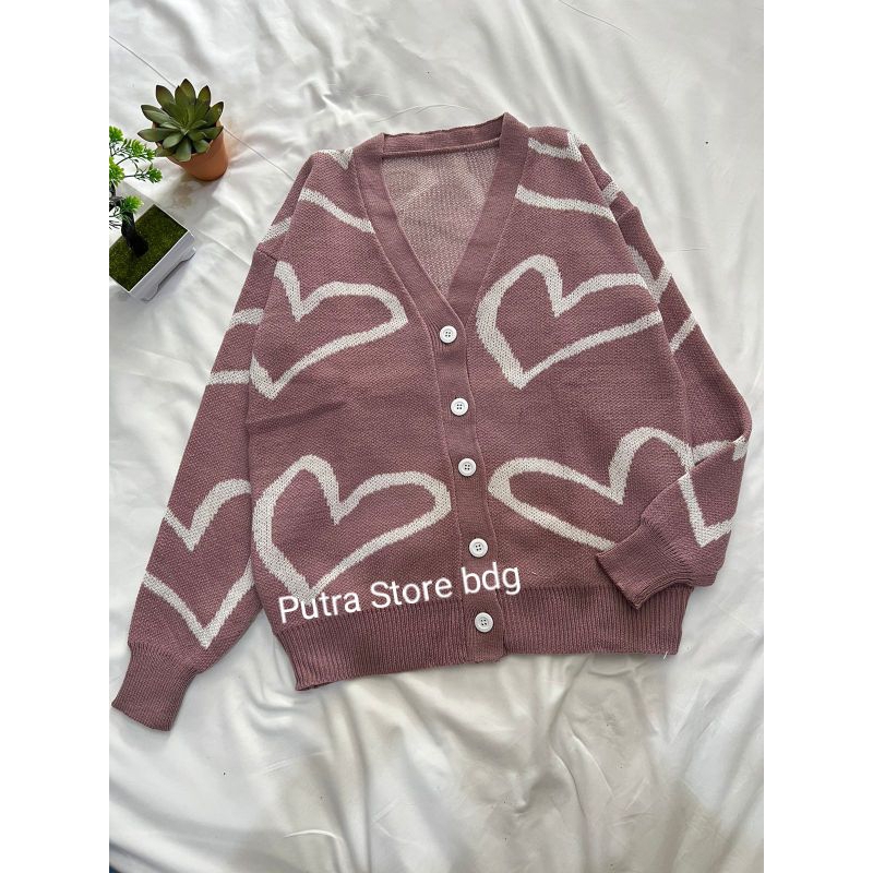 YOONA OVERSIZE CARDI MOTIF BIG LOVE